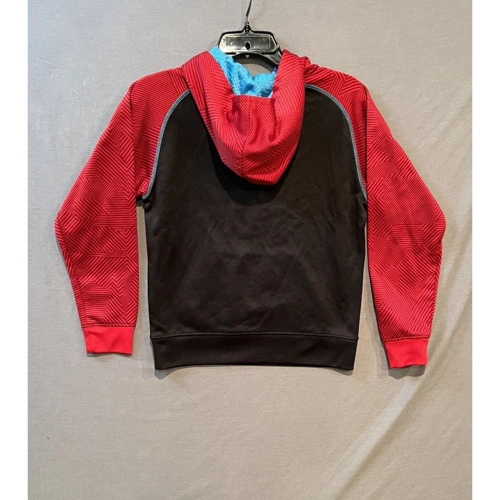 Champion Hooded Sweatshirt Boys Large Black Red Colorblock Pullover‎ Hoodie